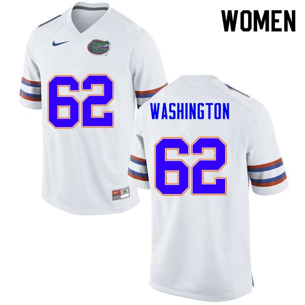 NCAA Florida Gators James Washington Women's #62 Nike White Stitched Authentic College Football Jersey FUF8064MT